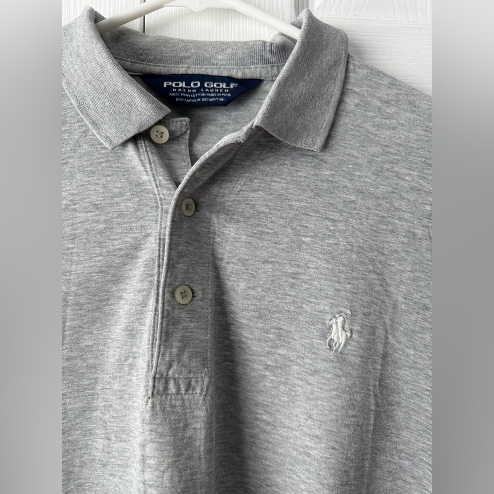 Vintage Polo Golf Ralph Lauren Gray Pima Cotton Polo Shirt S vtg quiet luxury